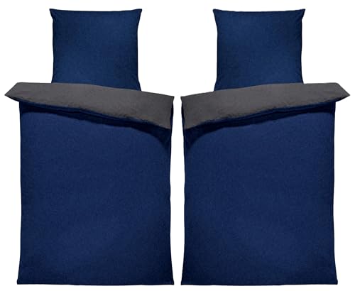 one-home Winter Bettwäsche Doubleface Uni Wende kuschelig flauschig warm...
