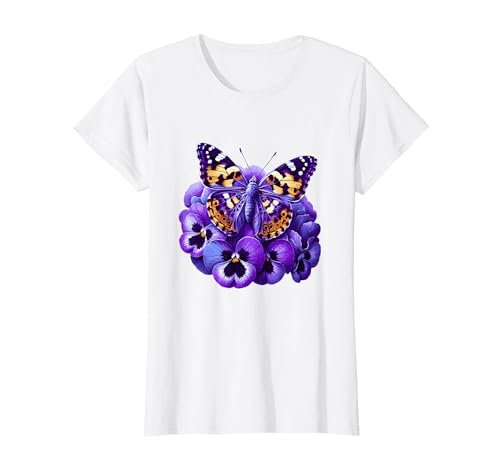 Cool Butterfly Tees Purple Floral Pensamiento Demencia Alzheimer Camiseta