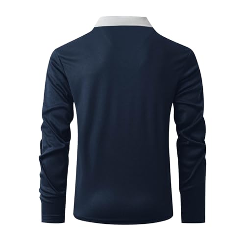 Muscularfit Mens Long Sleeve Polo Shirts Casual Loose Button Down Shirt Big and Tall Gym Workout Tee Top Lightweight Pullover3