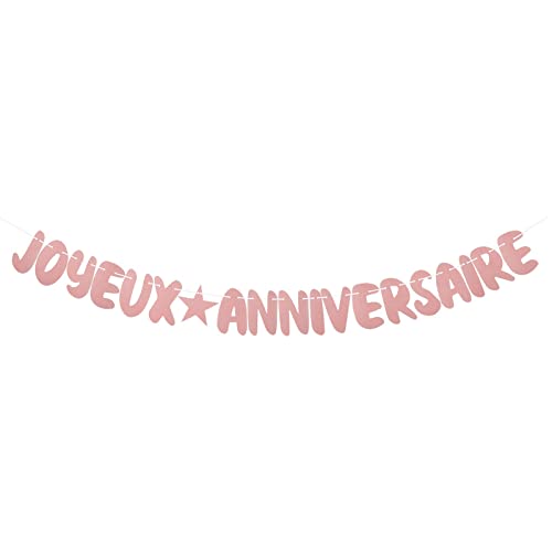 Bohoman Joyeux Anniversaire Rose Gold Glitter Bannière Banderole Pailleté Garland Bunting pour Fête d’Anniversaire Party Décorations