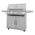 Blaze Premium LTE+ 32? 4-Burner Natural Gas Grill w/Rear Infrared Sear Burner, Lift-Assist Hood & Stainless Steel Cart – Professional Outdoor BBQ for Backyard Entertaining