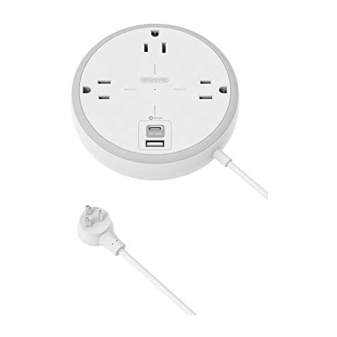 Travel Power Strip with USB C, NTONPOWER Short Extension Cord 5 ft, 3 Outlets and 2 USB Ports(18W USB C), Small and Compact Size,Non Surge Protector for Cruise Ship,100-240V for International Travel Cover