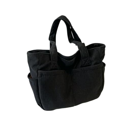 YYDPYZBD Bolsos Bolso De Mano Pana para Mujer, Hombro con Cremallera, Gran Capacidad Salidas Diarias Y Compras-Negro