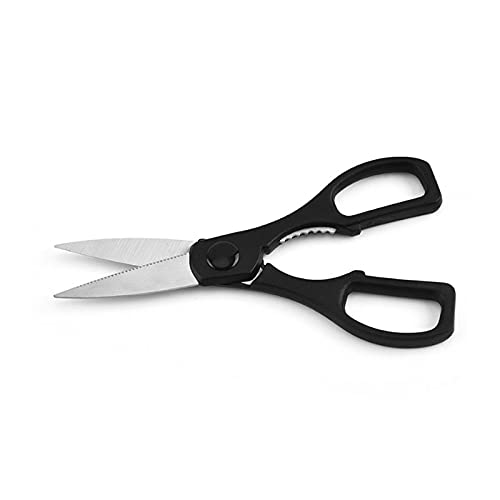 VOSMIIScissors Straight Scissors, Suitable for Deal with Fish and Cutting Chicken Bones in The Kitchen, Stainless Steel Material, Black Comfortable Handle