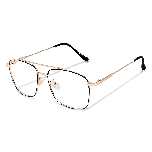 Image of CREEK Blue Light Blocking Metal Frame Blue Cut Zero Power anti-glare Eyeglasses for Eye Protection from UV by Computer /Tablet /Laptop /Mobile (With Testing Kit)