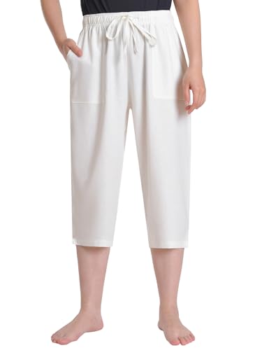 Weintee Women's Petite Linen Capris Petite Length