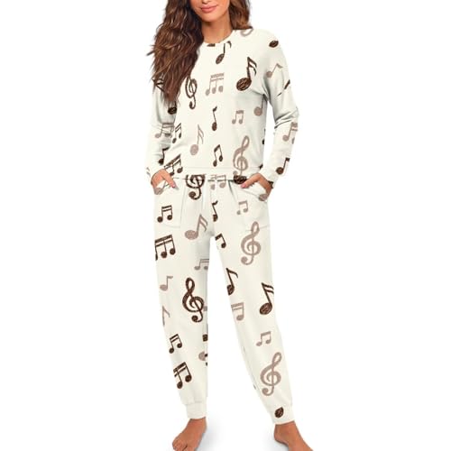 Image of Womens Lounge Set Long Sleeve Soft Pajama Sets | Casual 2 Piece Pj Outfit, Crewneck Sleepwear with Pockets, Adjustable Drawstring, Soft Comfy Fall Pajamas, Plus Size