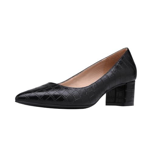 Image of DREAM PAIRS Women's Chunky Low Block Heels | 2 inch Chunky Block Heel, Closed Toe, Comfort Latex Padded Insole, Light TPR Sole, Working, Dress, Wedding Pumps Shoes