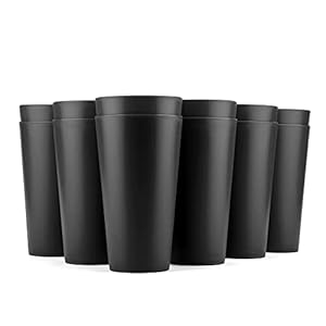 32-ounce Plastic Tumblers Large Drinking Glasses, set of 12 Black