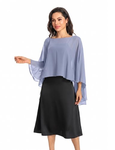Image of Baoqiya Chiffon Capes Sheer Capelets Long Cape Poncho For Women Plus Size
