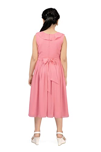 Image of Fashion Dream Girl's Calf Length Pleated Dresses (Pink 13-14 Year)