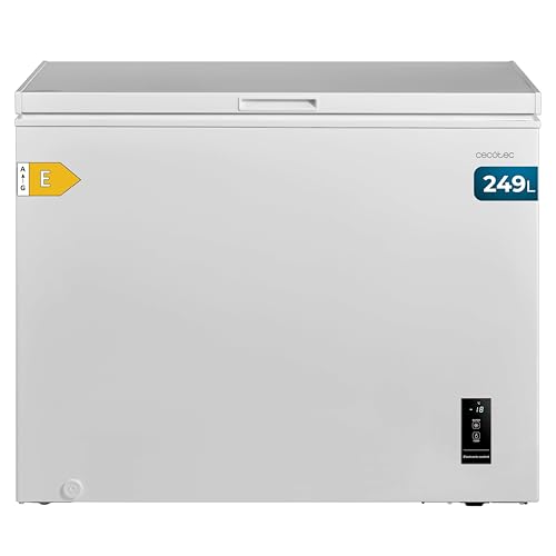 Cecotec Congelador Horizontal 249L Bolero CoolMarket Chest 249P White E. Cesta con Asas, Control Electrónico LED, UltraContact D-Cool, Dual Function, Puerta ZeroG (80º-30º), Fast Freezing, Compacto