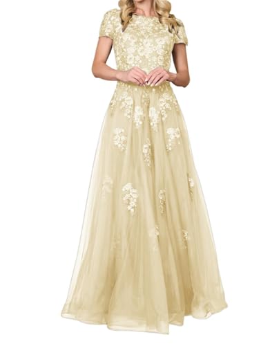 AHERKLL Appliques en dentelle Robe de mère de la mariée Col rond Tulle Formelle Soirée Fête...