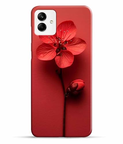 Image of Printed Hard Back Case Cover & Compatible for Samsung Galaxy M04 4G | Samsung M04 | Red Flower Painting (Multicolor) - D1195