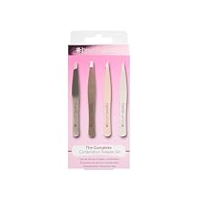 Brushworks HD 4 Piece Combination Tweezer Set - Gold