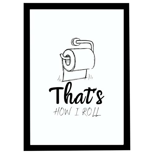 Image of Mira Mest Framed Bathroom Wall Decor | Funny Quotes & Cute Animal Art Prints | Quirky Toilet Signs & Guest Bath Decorations | Minimalist Black & White Washroom Signs | Ready to Hang Toilet Humor for Home & Powder Room (Paper Roll)