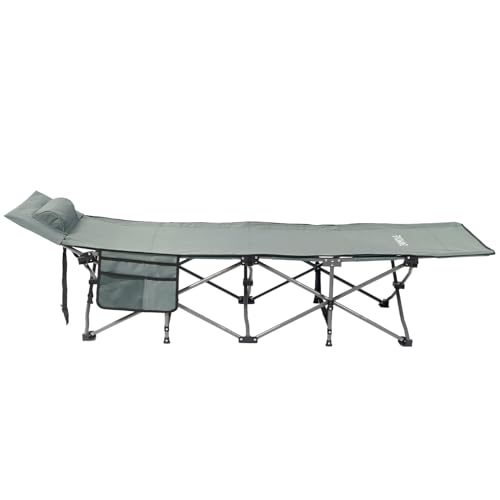 24MOVE® Feldbett Campingbett bis 150 kg In-und Outdoor Camping faltbar, 190 x 67 x 34cm, tragbar mit Tasche, für Garten oder Reisen, grau