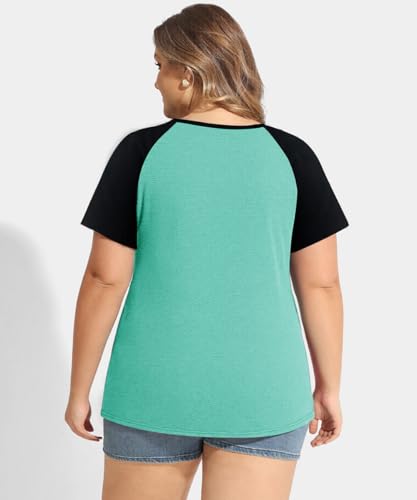 Image of CARCOS Plus Size Tops for Women Short Sleeve Shirt Summer Star /Leopard /Tie Dye /Flower Crewneck Pullover Tunic XL-5XL