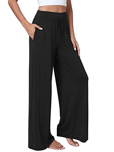 WiWi Pajama Pants for Women Soft Wide Leg Palazzo Lounge Sweatpants Loose Yoga Bottoms-Viscose from Bamboo S-XXL3