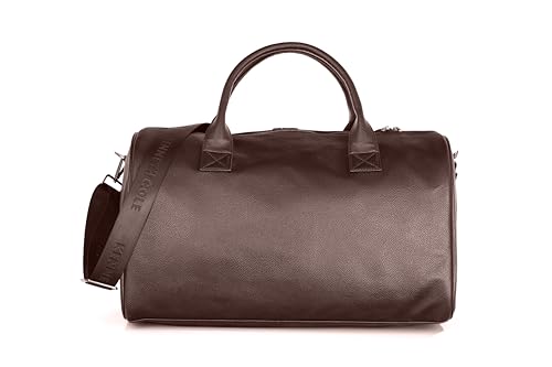 Image of Kenneth Cole Unisex Travel 30L Duffle Bag | Durable PU Vegan Leather | Detachable Adjustable Strap & Sturdy Stitching | Spacious & Stylish Travel, Gym, Weekend Bag for Men & Women | Brown
