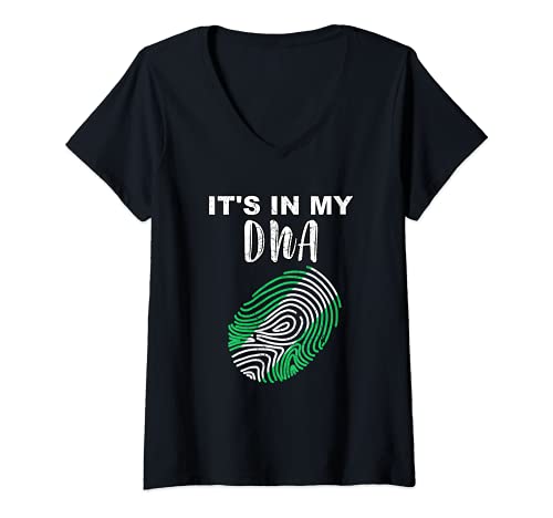 Mujer Bandera de Nigeria It's In My Dna Nigerian Roots Orud Nigerian Nigerian Camiseta Cuello V