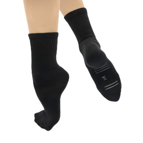 So Danca Vegan Dance Socks Acrylic Toe and Heel Protection Ribbed Leg - MD23 / MD24 (US Numeric 6 10 Regular Regular Black - With Grip)