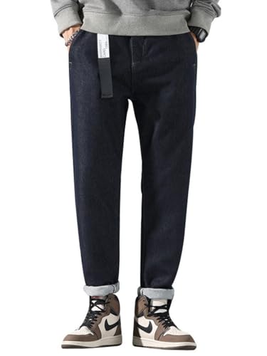 Jeans Pants Trousers Denim Spring Dark Men's Loose Straight Casual Retro Elastic Quality Large