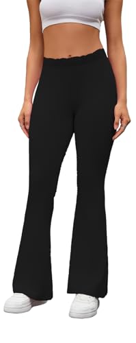 ZFLM Lace Flared Bootcut Yoga Pants for Women Low Waist Pants Casual Workout Pants Streetwear