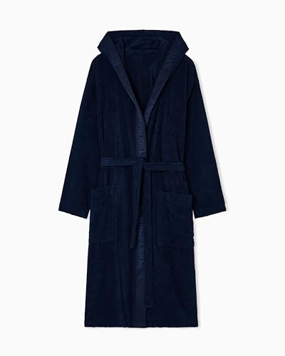 Emporio Armani Sponge Bathrobe Peignoir de Bain, Bleu, M Homme