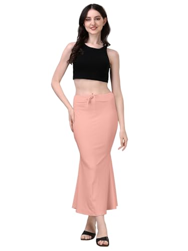 Image of Women's Saree Shapewear Petticoat, Cotton Blend Stretchable Mermaid Skirt, High Waist Tummy Control, Smooth Curve Fit with Adjustable Drawstring