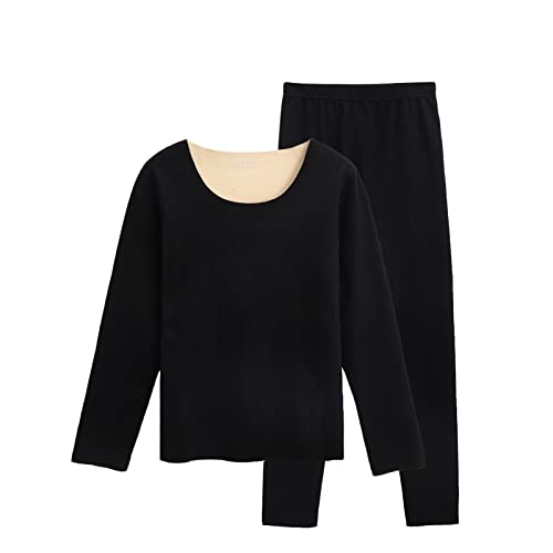 Sous-vêtement thermique femme noir S200 ensemble polyester col rond