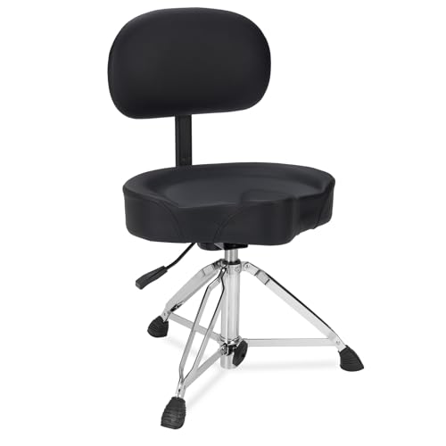 RVONE Heavy Duty Drum Stool with Backrest for 440LB– Hydraulic Adjustable Height Drum Throne with...