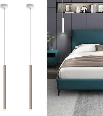 TEKHOME 2 PEZZI Tubo LED COB Moderno Faretti da soffitto Lampade a sospensione Isola cucina Sala da pranzo Negozio Bancone bar Decorazione Cilindro Tubo Illuminazione a sospensione (BIANCO, 3000K)