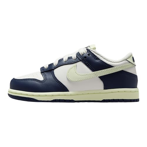 Nike Dunk Low Little Kids' Shoes (FB9108-127, Sail/Midnight Navy/Volt Tint/Volt Tint)