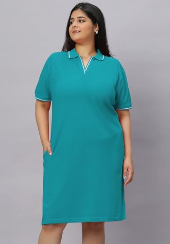 Image of Wear Your Opinion Women's Plus Size Soft PQ Polo Collar Neck Tipped Tshirt Dress
