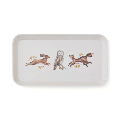 Cooksmart Forest Fable Small Tray | British Designed Woodland Animal Print Tray | Lightweight & Durable Melamine Blend | Decorative Serving Tray for Drinks & Snacks | Wipe Clean Only