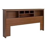 BOWERY HILL Country Style King Size Wood Bookcase Bed Headboard and Cabinet Storage in Cherry