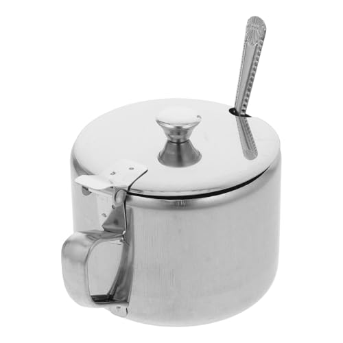 SEWACC Recipiente para Condimentos de Acero Inoxidable Mediano con Tapa y Cuchara Azucarero Pequeño con Asa para Cocina Salero y Pimentero Compacto para Almacenamiento de Especias