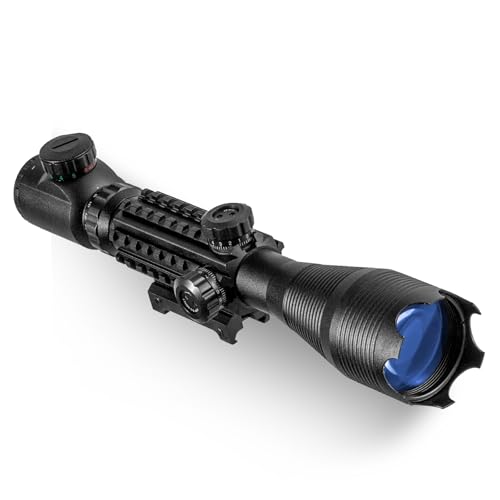 ERTUS 4-16x50 Rifle Scope, Rifle Scopes for Hunting, Crossbow Scope with Mount Rail, Red/Green Illuminated Range Finder Reticle, Waterproof, fogproof and Shockproof, Men's Gift