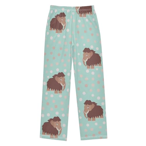 Cute Mammoth Boys Pants Boys Athletic Pants Long Pant for Boy with Pockets Wide-Leg Size 6-14Y