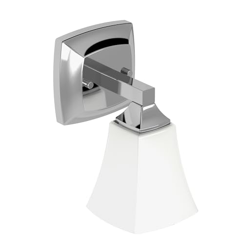 Image of Moen YB5161CH Voss 1-Light Dual-Mount Bath Bathroom Vanity Fixture with Frosted Glass, Chrome
