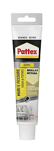Pattex Weißer Dichtstoff für Wände und Spalten, Acryl, lackierbar, für Fassaden, Fugen, Spalten, geruchlos, Verwendung im Innenbereich, ohne Lösungsmittel, Tube mit 50 ml
