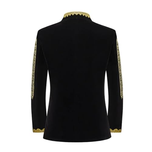 Baroque Floral Embroidery Velour Suit Jacket Mens Vintage Stand Collar Cardigan Blazer2