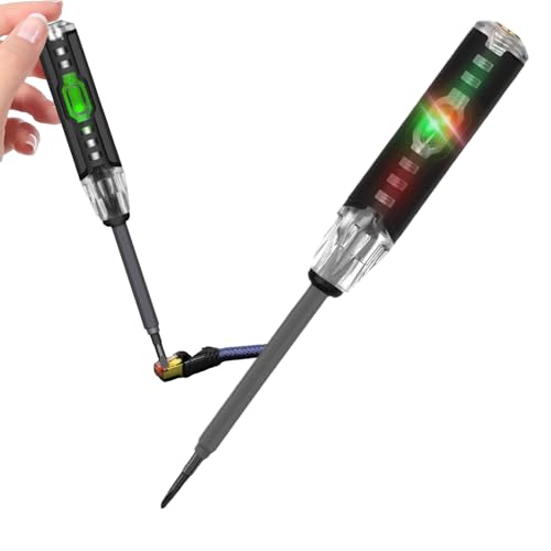 wqibq Detector de electricidad con destornillador, Detector de voltaje eléctrico,Detector de electricidad 2 en 1, bolígrafo probador magnético fuerte - Herramienta de destornillador ranurado eléctrico