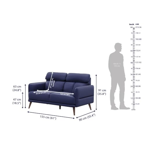 Image of Wakefit Sofa Set | 5 Year Warranty | Sofa 2 Seater, 2 Seater Sofa for Living Room, Wooden Sofa Set, Couch Sofa for Living Room - Azores(Robin : Blue)