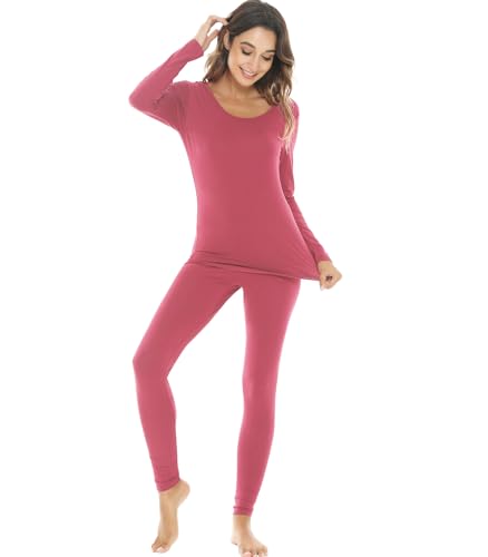 Image of NACHILA Thermal Underwear for Women-Viscose Made from Bamboo,Soft Long Johns Set Base Layer Pajamas Set Long Sleeve Pjs