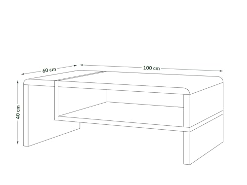 Folk Couchtisch Schwarz matt / Eiche Gold 100x60x40 cm mit praktischer extra Ablage modern stabil vielseitig als Wohnzimmertisch Beistelltisch Sofatisch zeitloses Design platzsparend Wohnzimmer – Bild 3