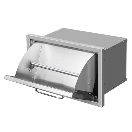 Image of Outdoor Kitchen Drawers 16 inch W x 10 inch H x 10 inch D Stainless Steel Paper Towel Drawers with Ergonomic Handle for BBQ Island, Patio Grill Station & Outdoor Kitchen Cabinets