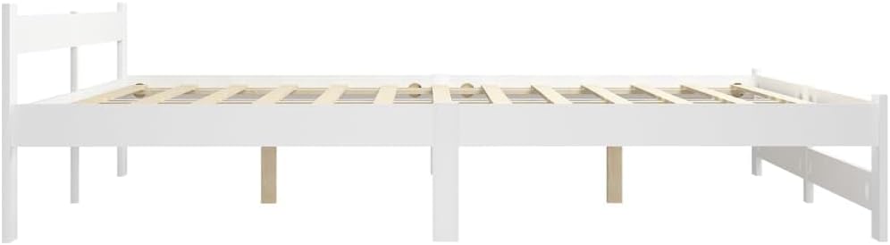 Single Bed Frame White 120x200 cm Solid Pine Wood with Slatted Base 55 cm Headboard Bedroom Modern Storage Beneath for Children Teen Guest Room UK