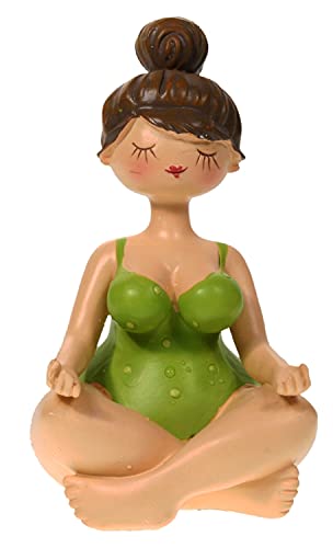 Lenzbach Yoga Dame Lotus-Sitz grün 11 cm Mädchen Rubensfrau sitzend mollige Dame Badenixe Dicke Frau Badezimmer Figur Schwimmerin Figur Deko Garten Balkon Joga